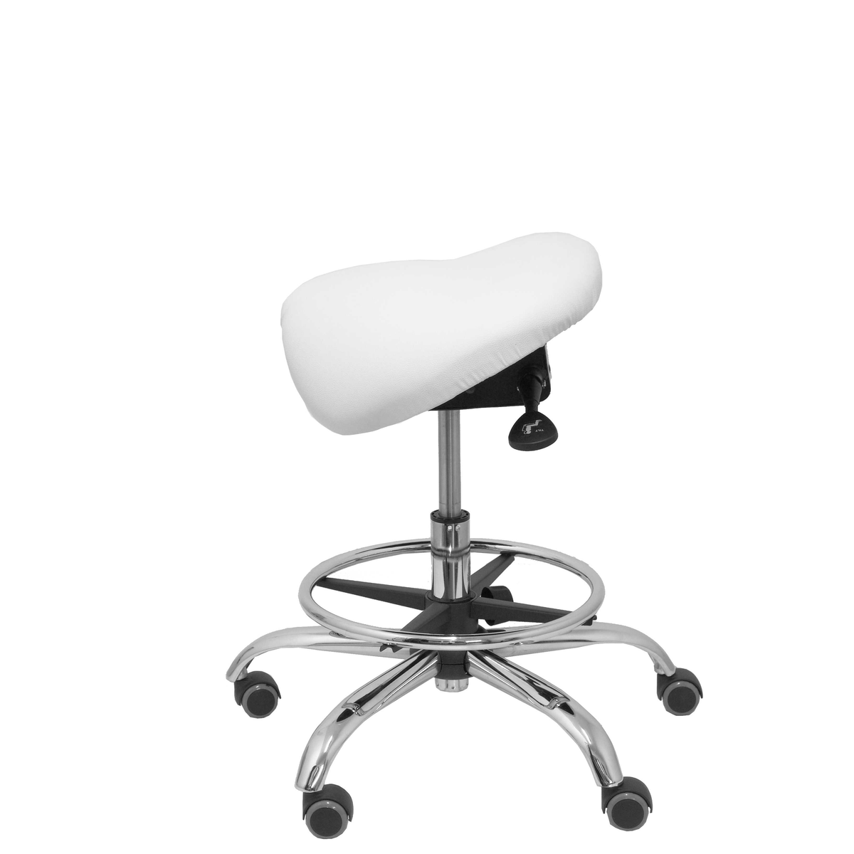 Taburete de oficina Piqueras y Crespo Alatoz Similpiel - Ref. fabricante T16BSP100CRRP - Blanco