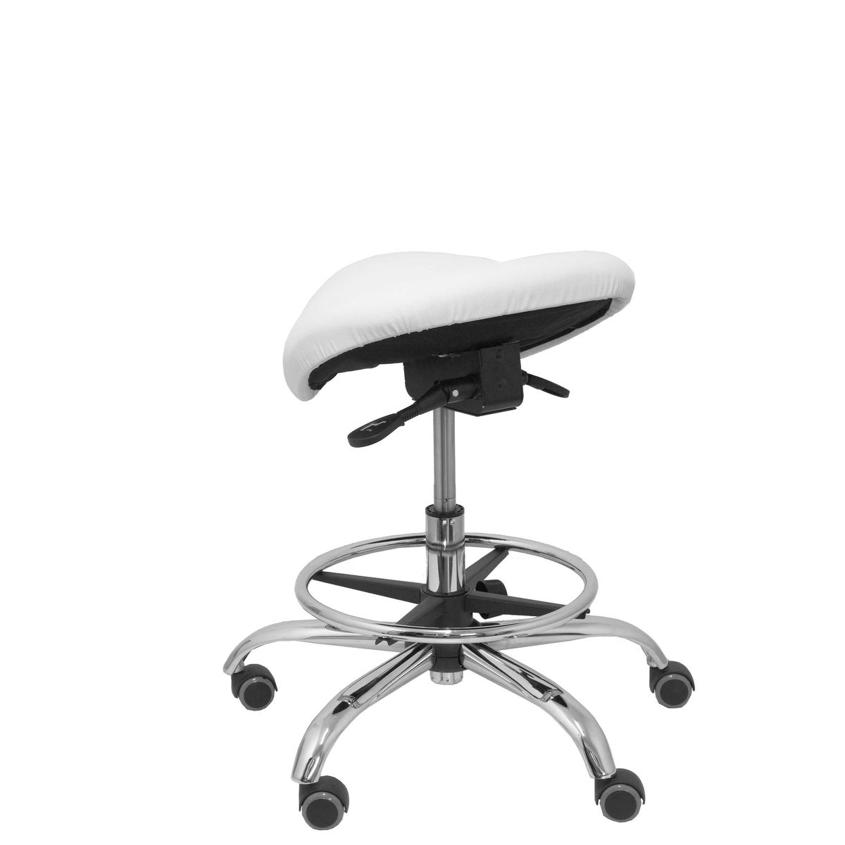 Taburete de oficina Piqueras y Crespo Alatoz Similpiel - Ref. fabricante T16BSP100CRRP - Blanco