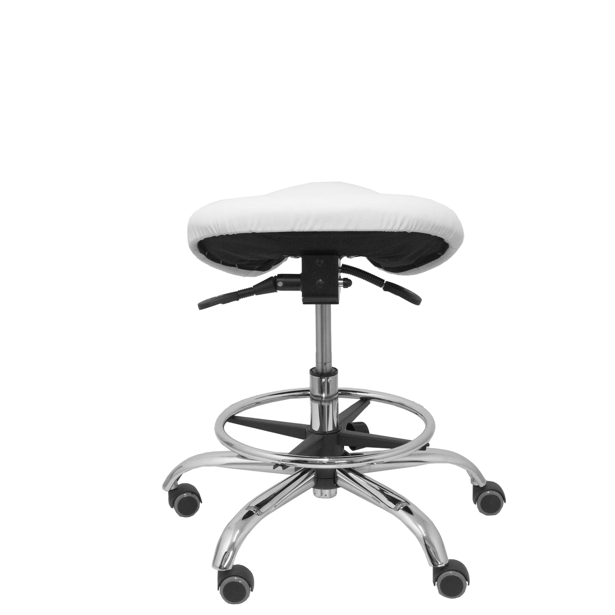 Taburete de oficina Piqueras y Crespo Alatoz Similpiel - Ref. fabricante T16BSP100CRRP - Blanco