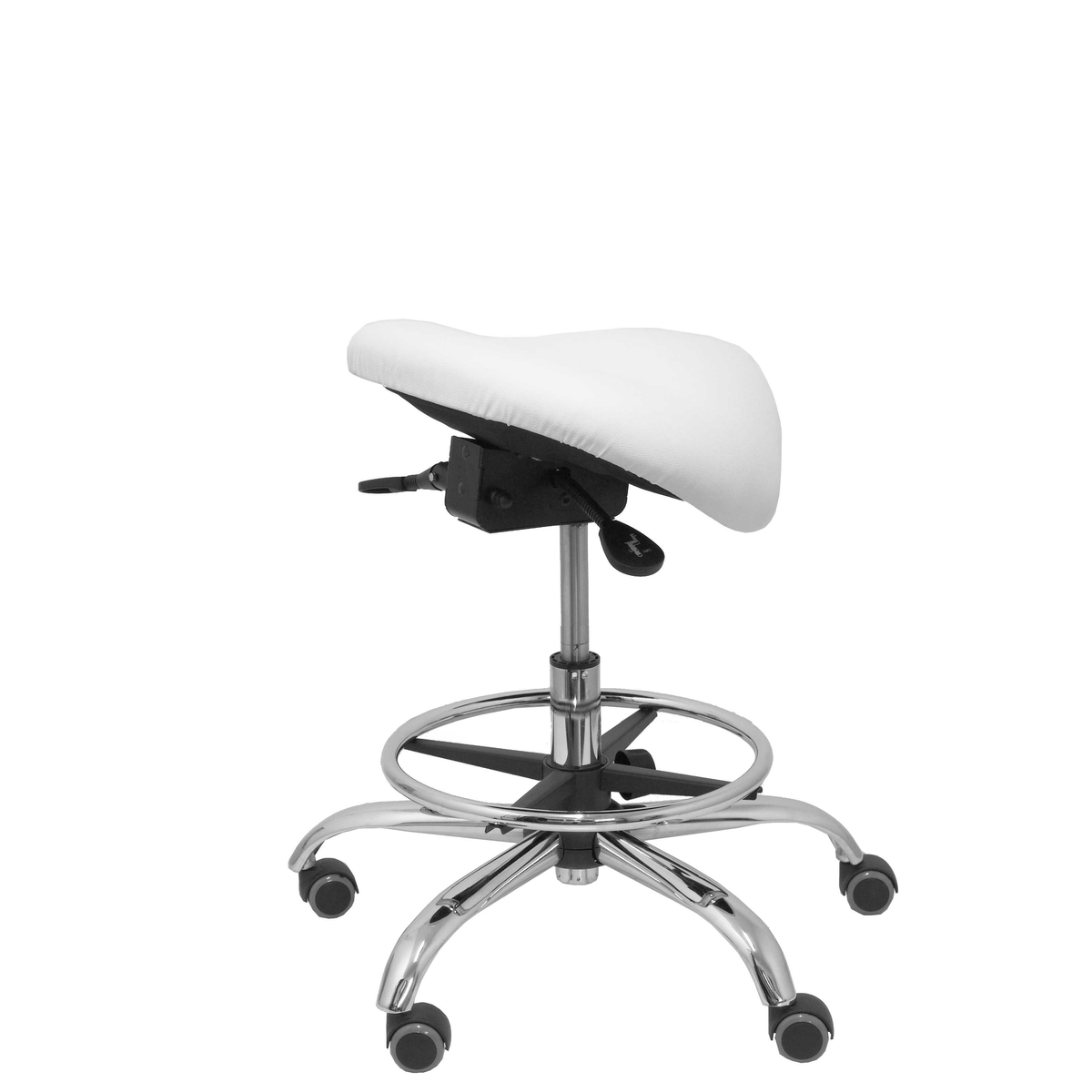 Taburete de oficina Piqueras y Crespo Alatoz Similpiel - Ref. fabricante T16BSP100CRRP - Blanco