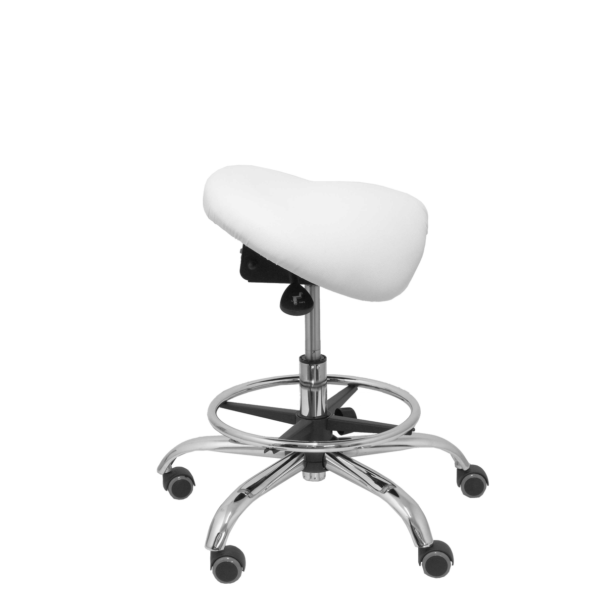 Taburete de oficina Piqueras y Crespo Alatoz Similpiel - Ref. fabricante T16BSP100CRRP - Blanco