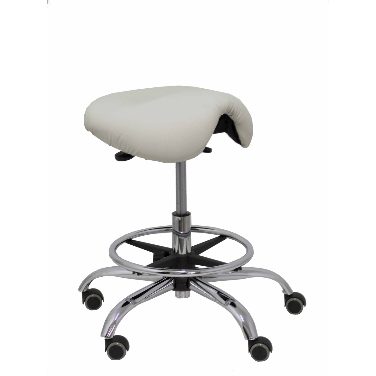 Taburete de oficina Piqueras y Crespo Alatoz Similpiel - Ref. fabricante T16BSP100CRRP - Gris Claro