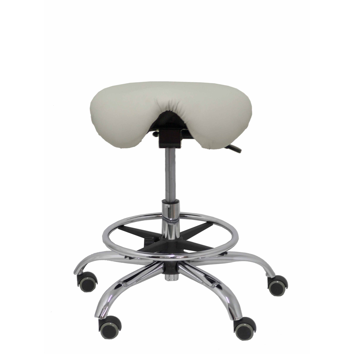 Taburete de oficina Piqueras y Crespo Alatoz Similpiel - Ref. fabricante T16BSP100CRRP - Gris Claro