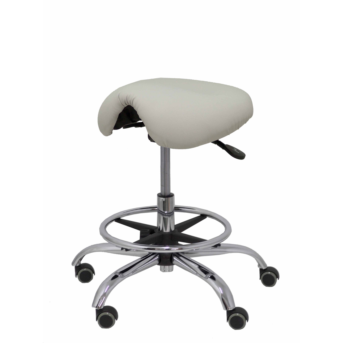 Taburete de oficina Piqueras y Crespo Alatoz Similpiel - Ref. fabricante T16BSP100CRRP - Gris Claro