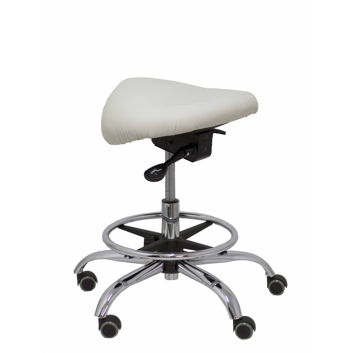 Taburete de oficina Piqueras y Crespo Alatoz Similpiel - Ref. fabricante T16BSP100CRRP - Gris Claro