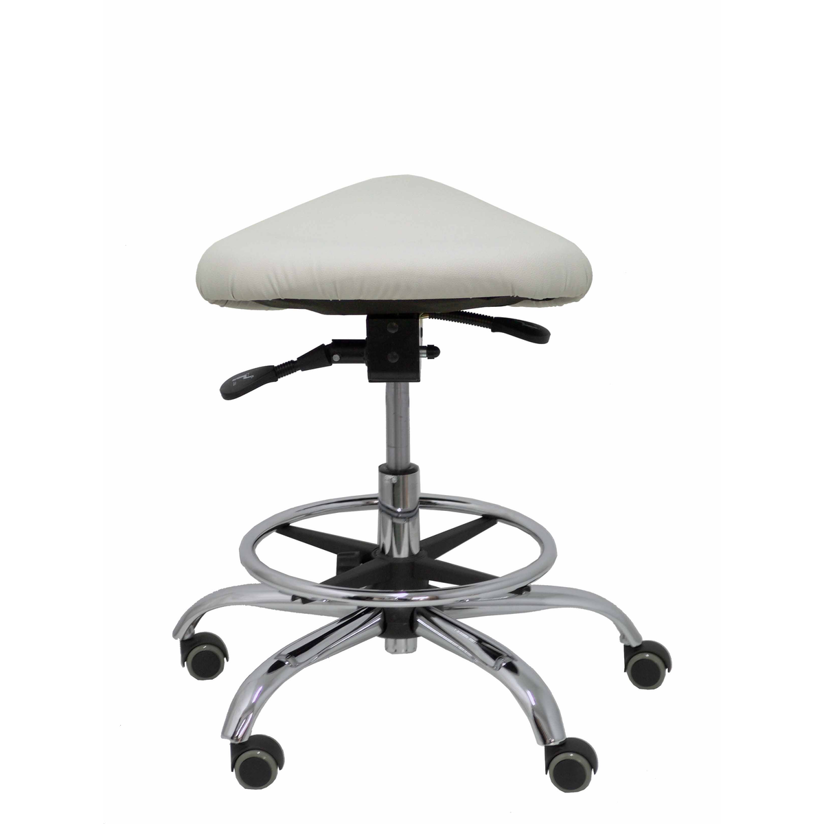 Taburete de oficina Piqueras y Crespo Alatoz Similpiel - Ref. fabricante T16BSP100CRRP - Gris Claro