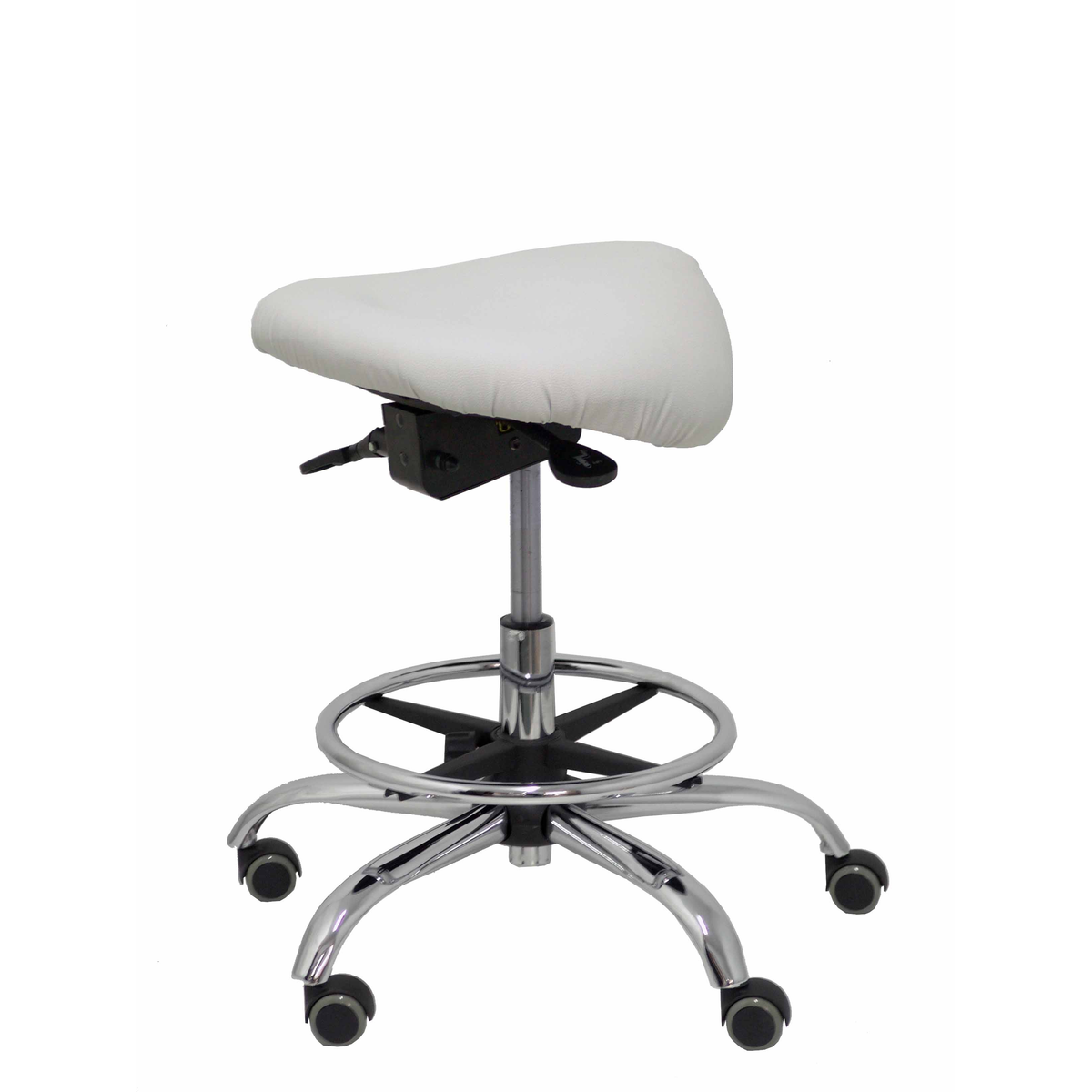 Taburete de oficina Piqueras y Crespo Alatoz Similpiel - Ref. fabricante T16BSP100CRRP - Gris Claro