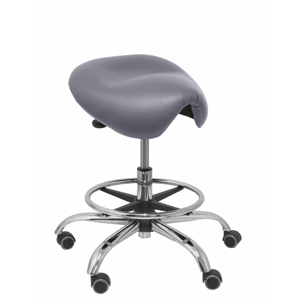 Taburete de oficina Piqueras y Crespo Alatoz Similpiel - Ref. fabricante T16BSP100CRRP - Gris Medio
