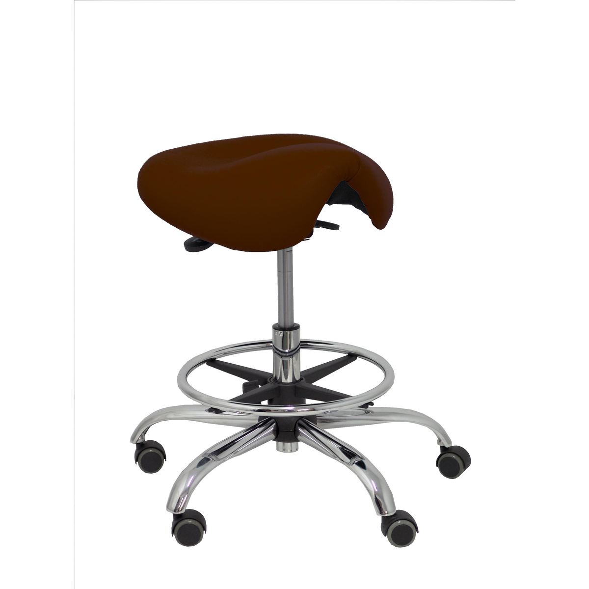 Taburete de oficina Piqueras y Crespo Alatoz Similpiel - Ref. fabricante T16BSP100CRRP - Marron Oscuro