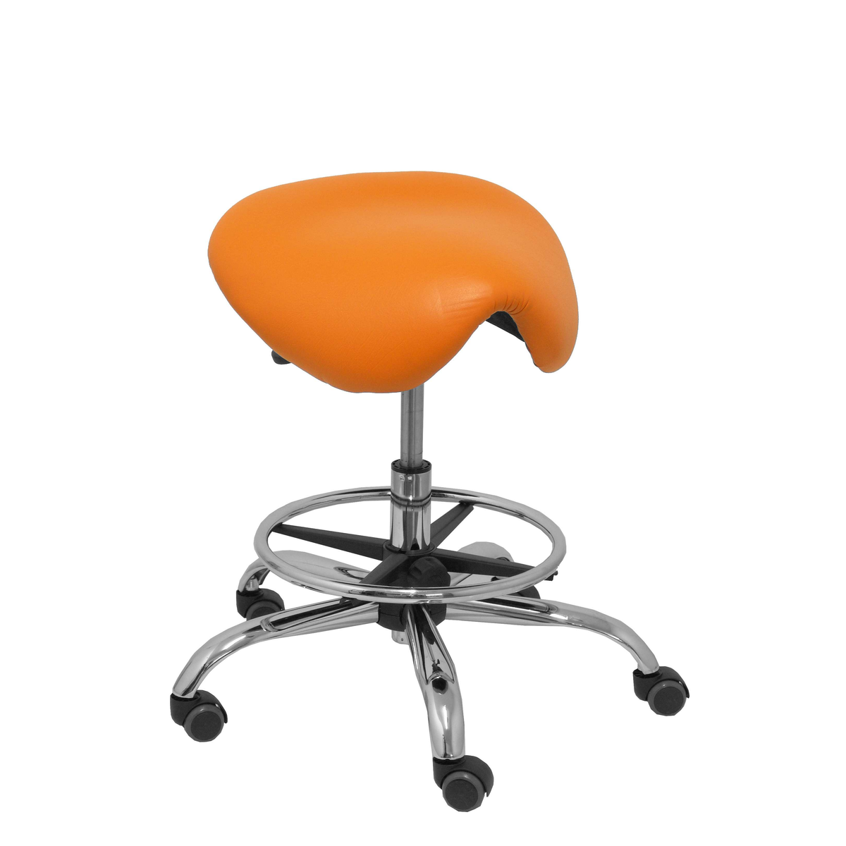 Taburete de oficina Piqueras y Crespo Alatoz Similpiel - Ref. fabricante T16BSP100CRRP - Naranja
