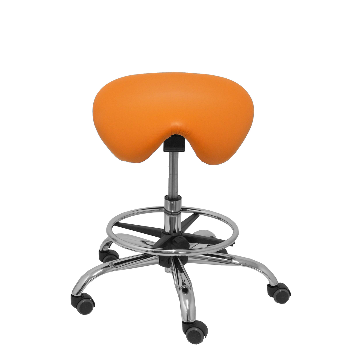 Taburete de oficina Piqueras y Crespo Alatoz Similpiel - Ref. fabricante T16BSP100CRRP - Naranja