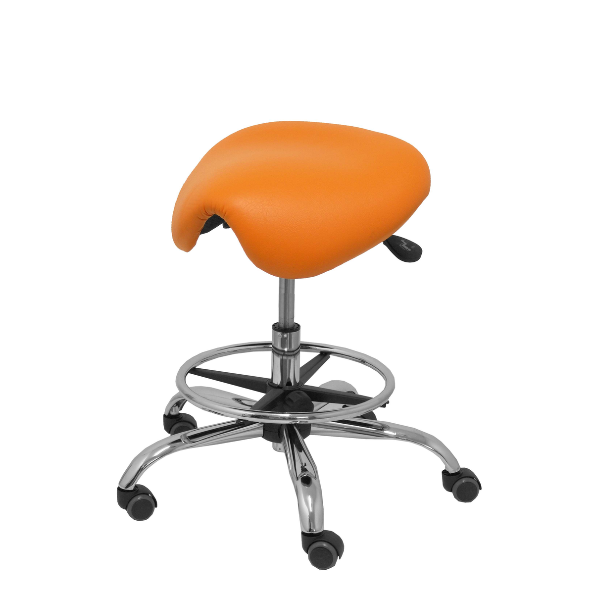 Taburete de oficina Piqueras y Crespo Alatoz Similpiel - Ref. fabricante T16BSP100CRRP - Naranja