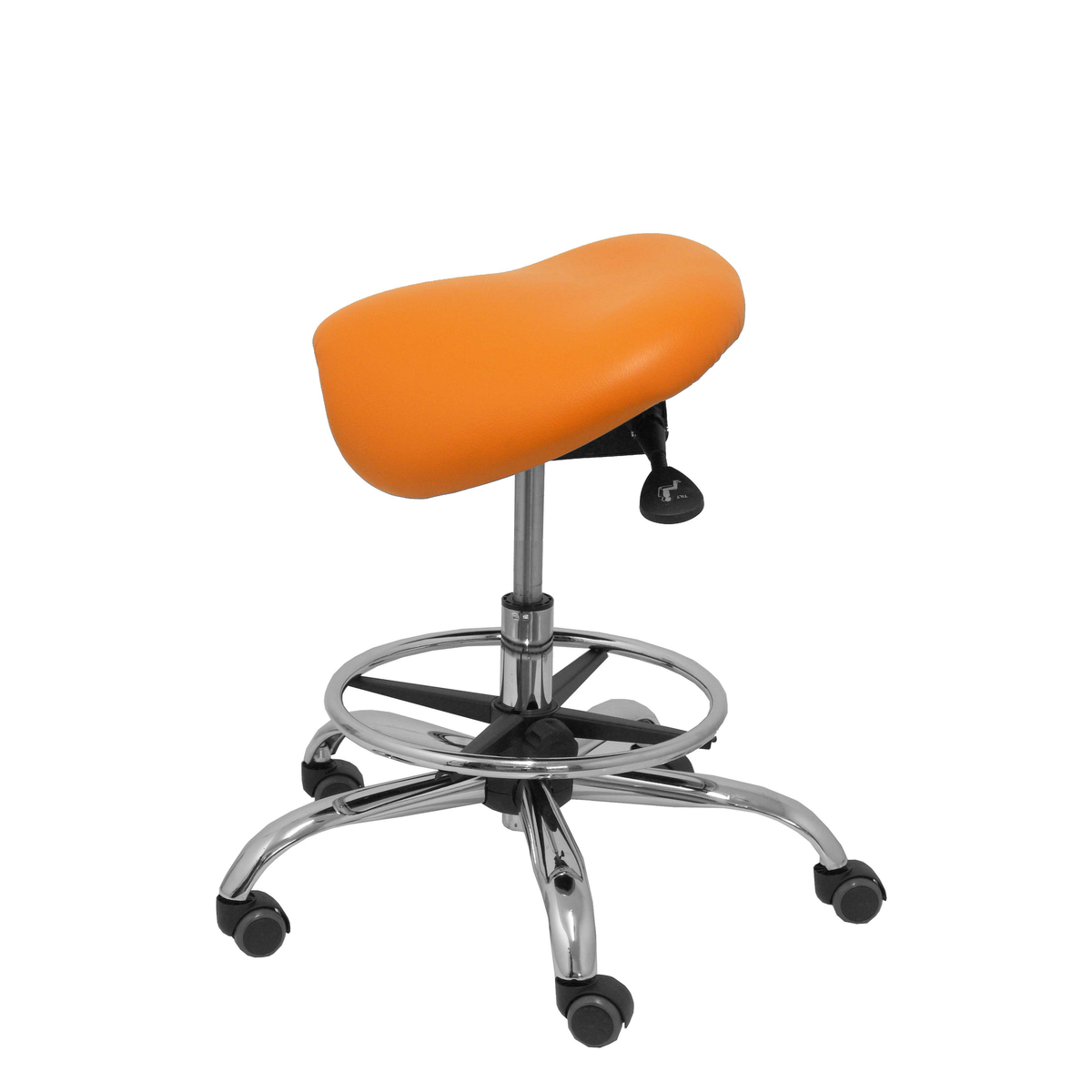 Taburete de oficina Piqueras y Crespo Alatoz Similpiel - Ref. fabricante T16BSP100CRRP - Naranja