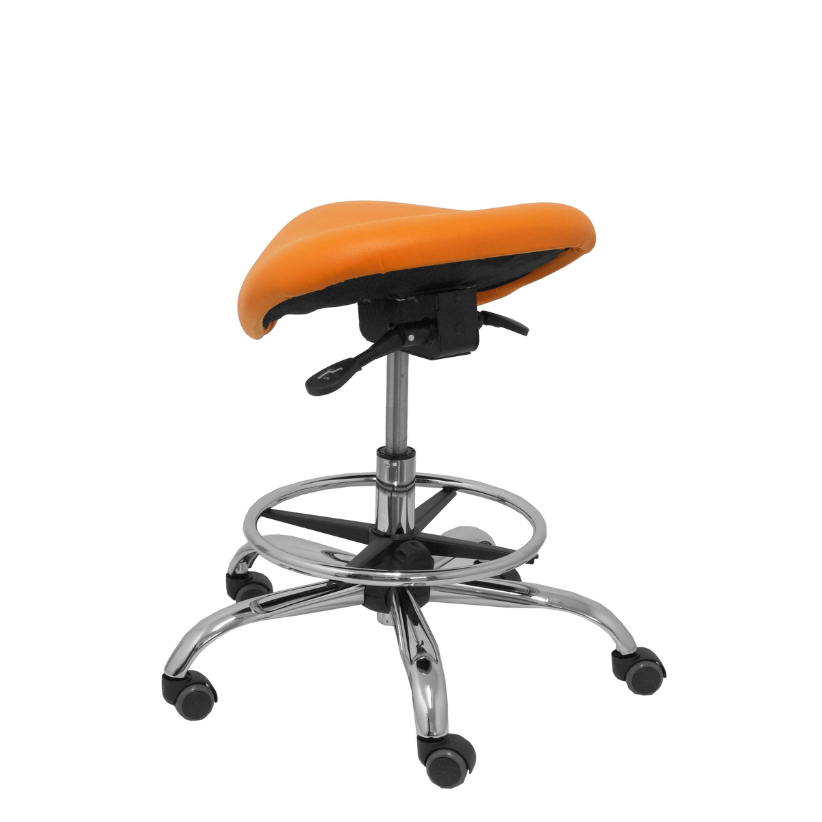 Taburete de oficina Piqueras y Crespo Alatoz Similpiel - Ref. fabricante T16BSP100CRRP - Naranja