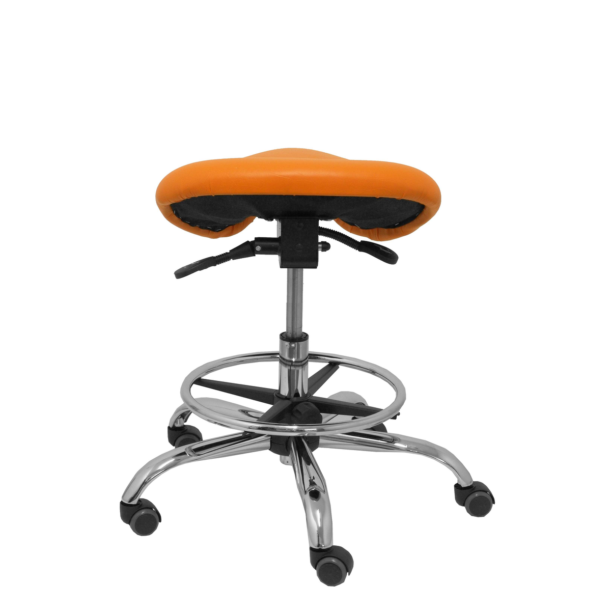 Taburete de oficina Piqueras y Crespo Alatoz Similpiel - Ref. fabricante T16BSP100CRRP - Naranja