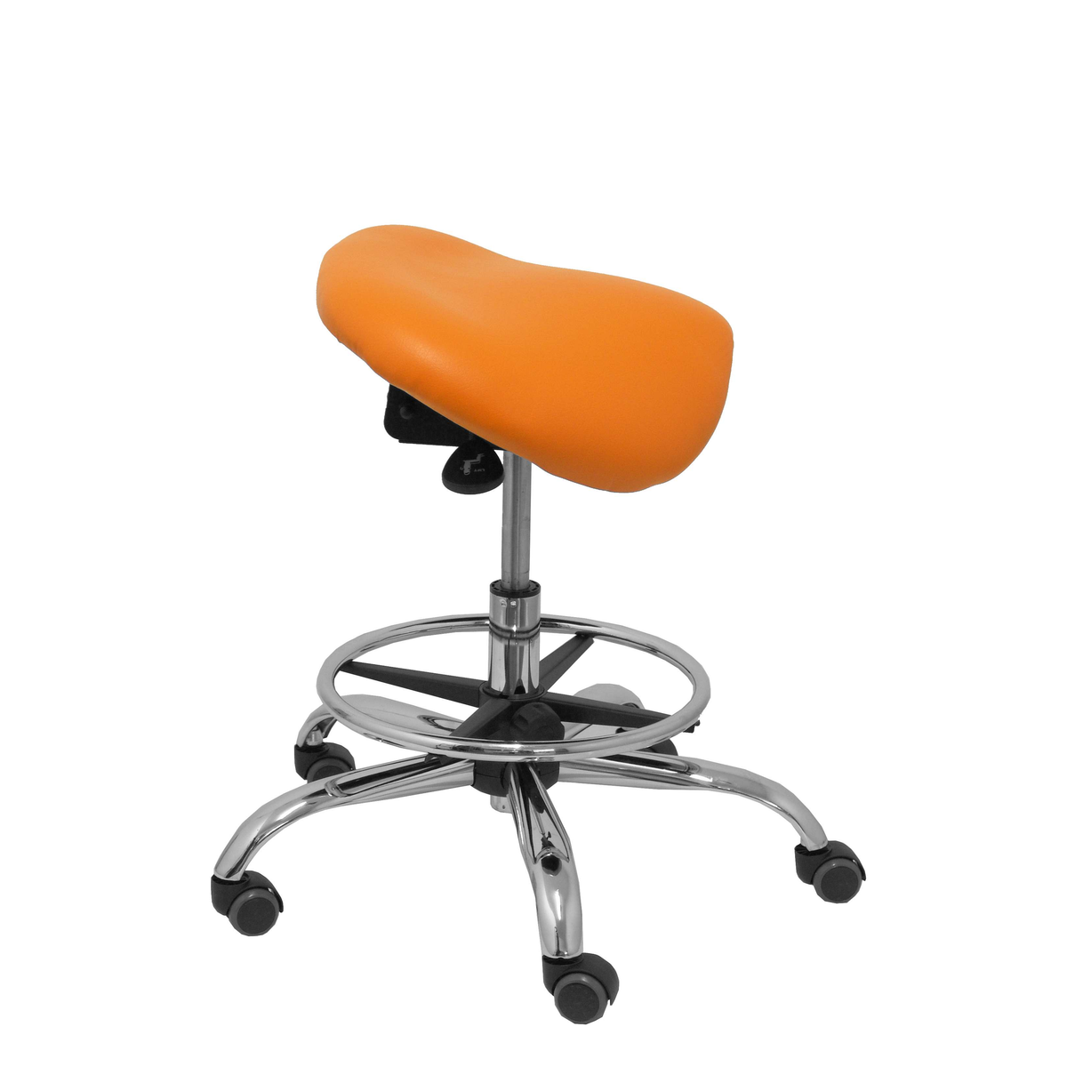 Taburete de oficina Piqueras y Crespo Alatoz Similpiel - Ref. fabricante T16BSP100CRRP - Naranja