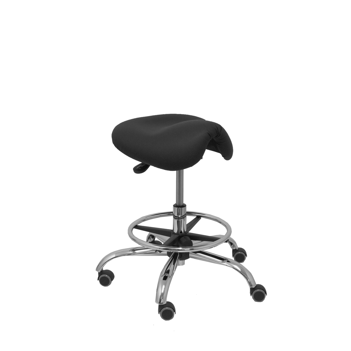 Taburete de oficina Piqueras y Crespo Alatoz Similpiel - Ref. fabricante T16BSP100CRRP - Negro