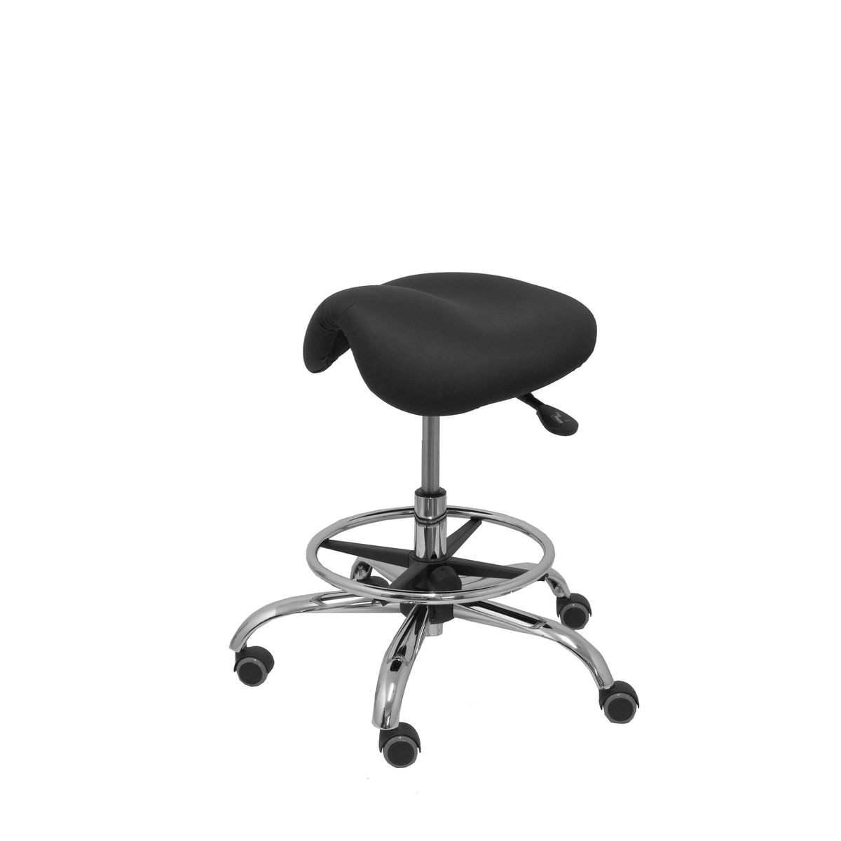 Taburete de oficina Piqueras y Crespo Alatoz Similpiel - Ref. fabricante T16BSP100CRRP - Negro