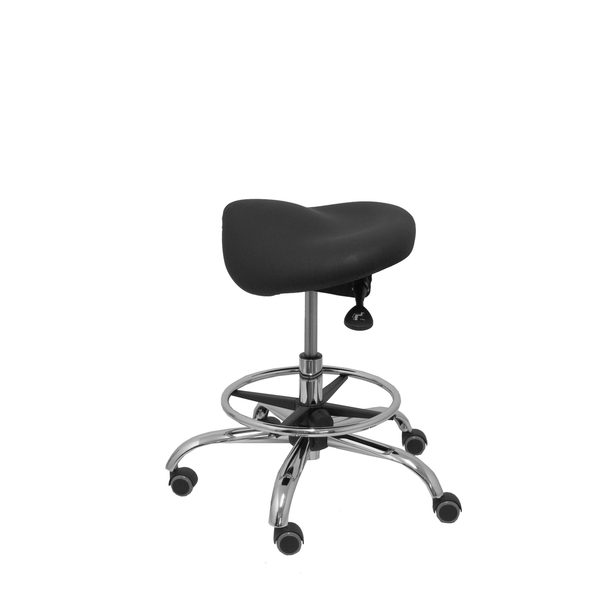 Taburete de oficina Piqueras y Crespo Alatoz Similpiel - Ref. fabricante T16BSP100CRRP - Negro