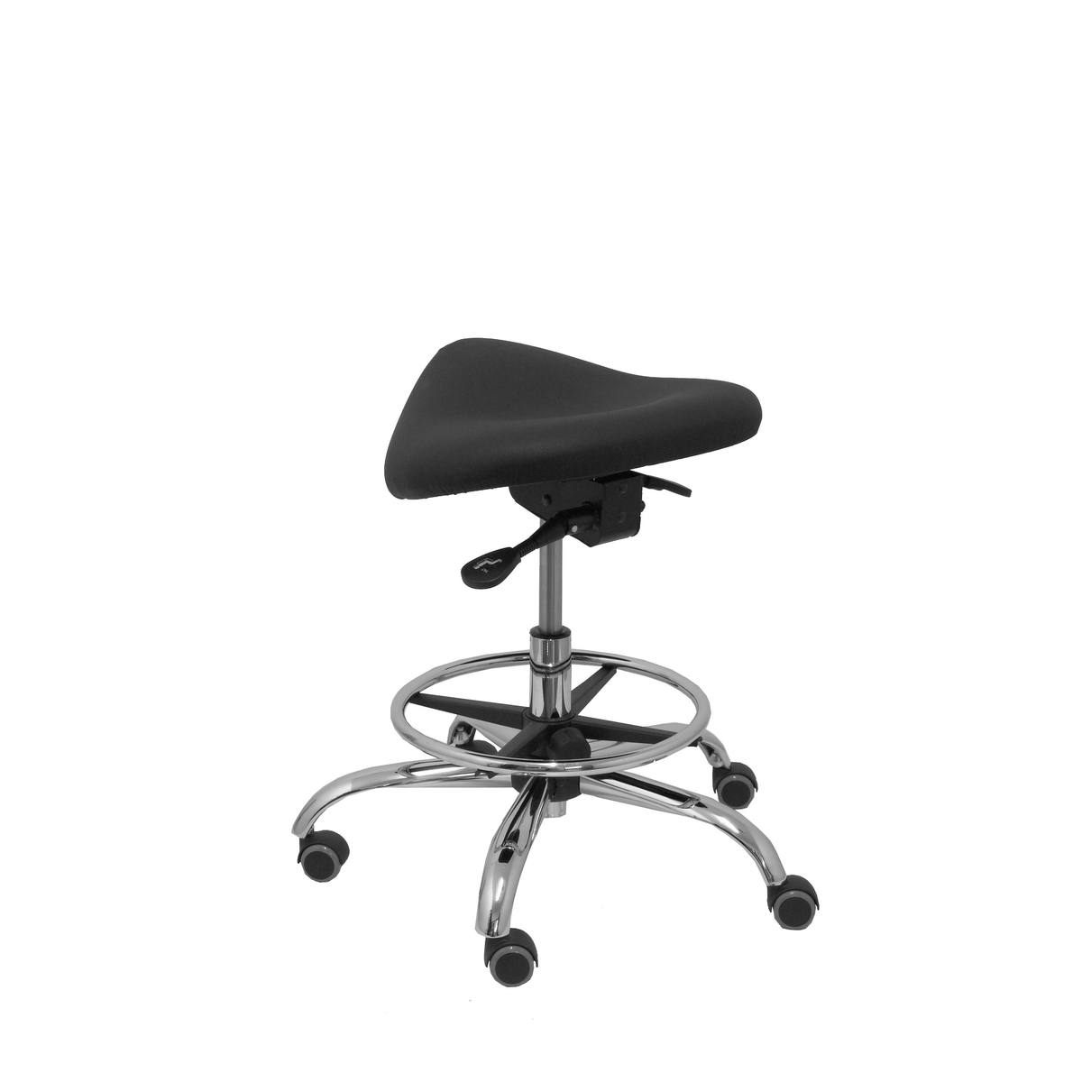 Taburete de oficina Piqueras y Crespo Alatoz Similpiel - Ref. fabricante T16BSP100CRRP - Negro