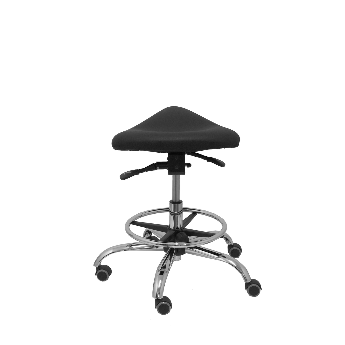 Taburete de oficina Piqueras y Crespo Alatoz Similpiel - Ref. fabricante T16BSP100CRRP - Negro