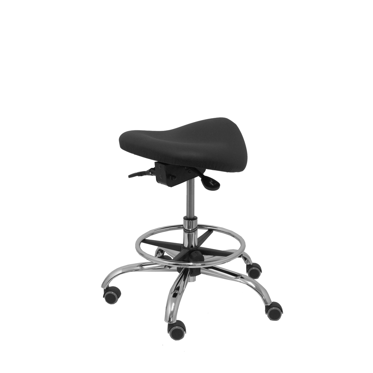 Taburete de oficina Piqueras y Crespo Alatoz Similpiel - Ref. fabricante T16BSP100CRRP - Negro