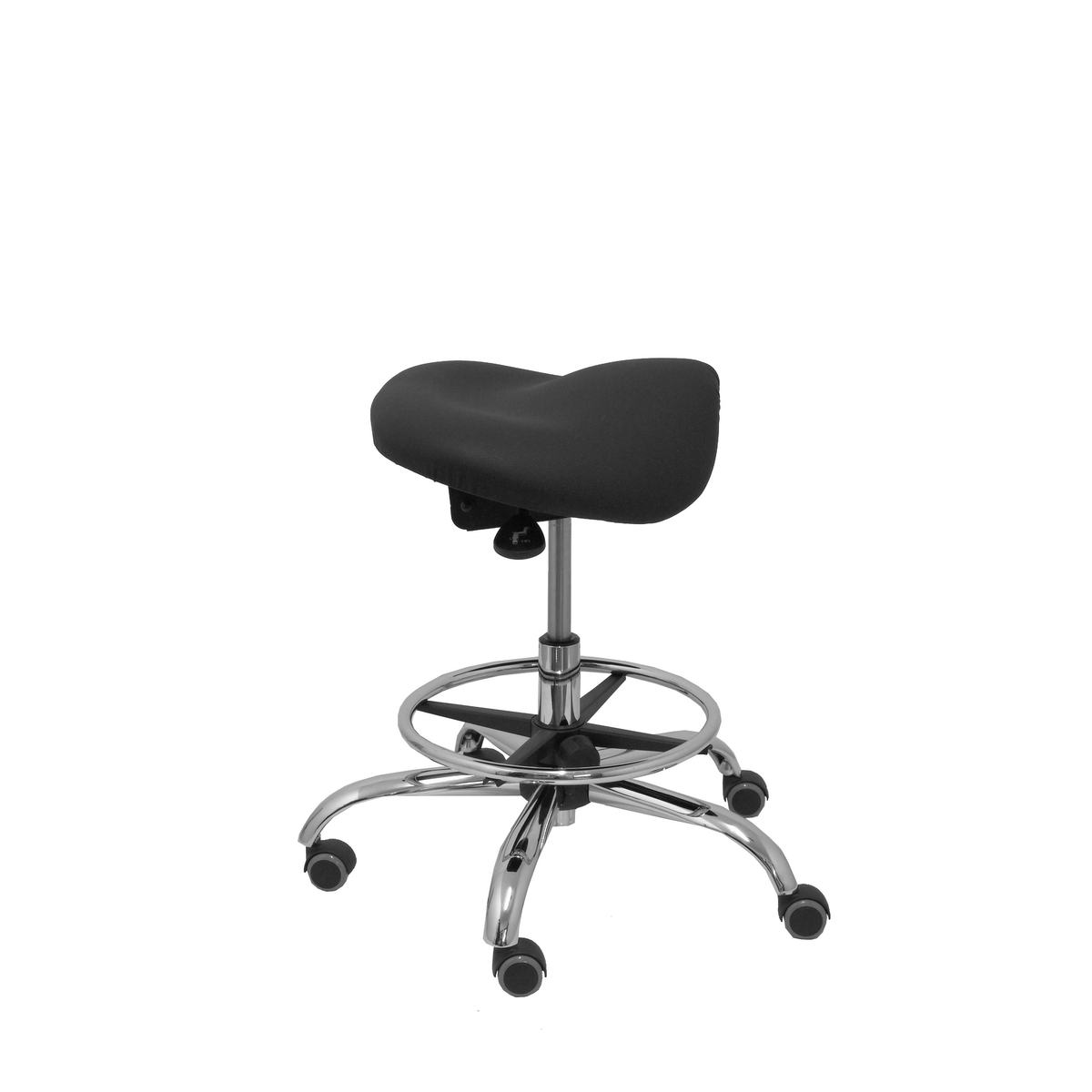 Taburete de oficina Piqueras y Crespo Alatoz Similpiel - Ref. fabricante T16BSP100CRRP - Negro