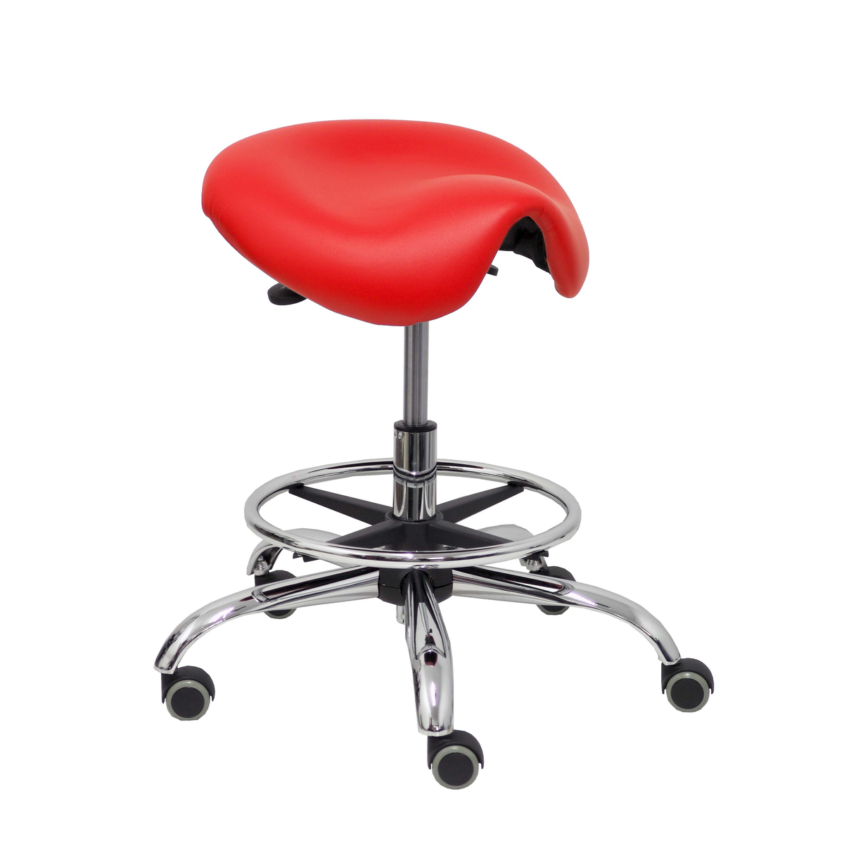 Taburete de oficina Piqueras y Crespo Alatoz Similpiel - Ref. fabricante T16BSP100CRRP - Rojo