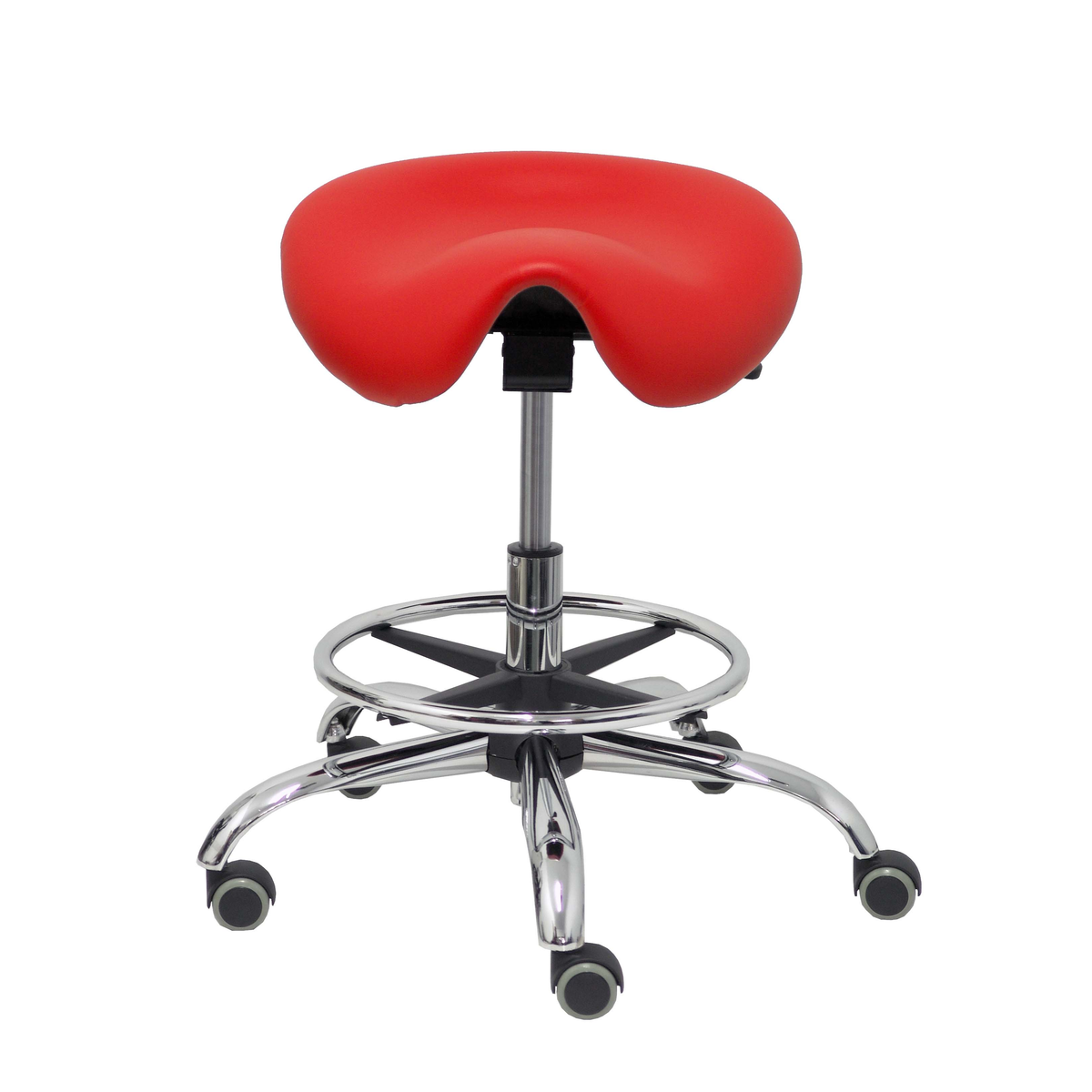 Taburete de oficina Piqueras y Crespo Alatoz Similpiel - Ref. fabricante T16BSP100CRRP - Rojo
