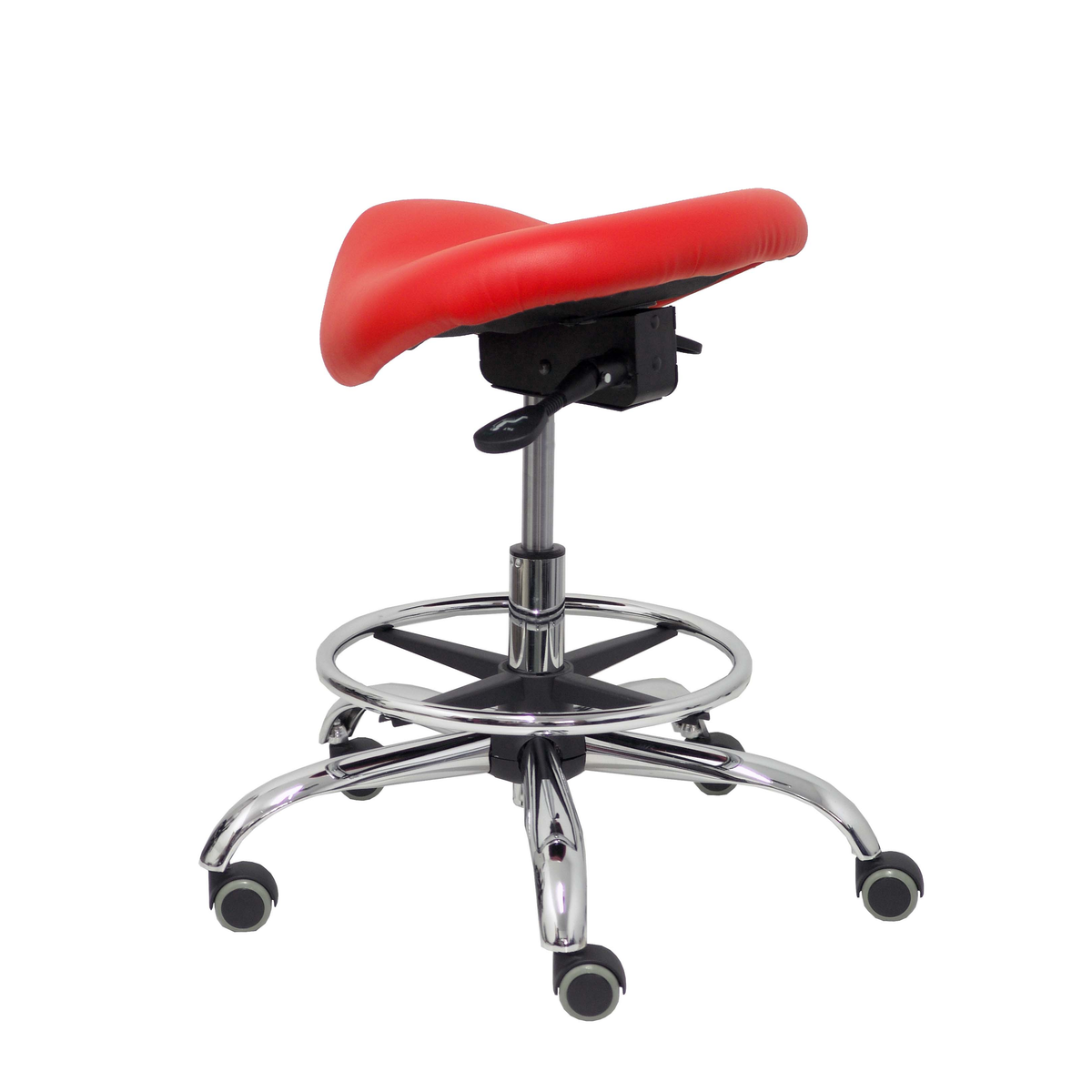 Taburete de oficina Piqueras y Crespo Alatoz Similpiel - Ref. fabricante T16BSP100CRRP - Rojo