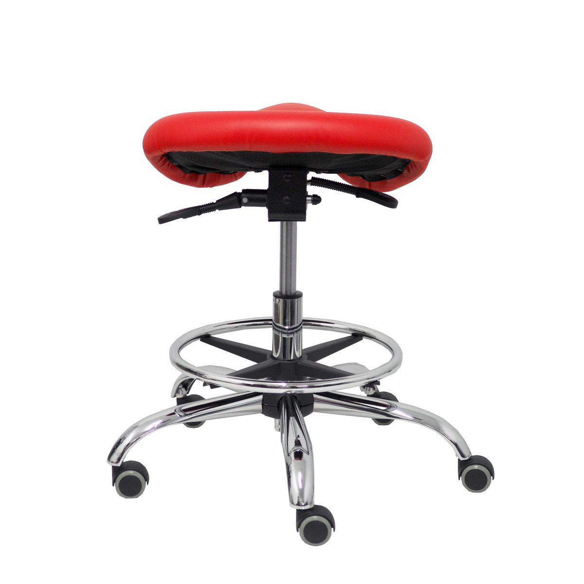 Taburete de oficina Piqueras y Crespo Alatoz Similpiel - Ref. fabricante T16BSP100CRRP - Rojo