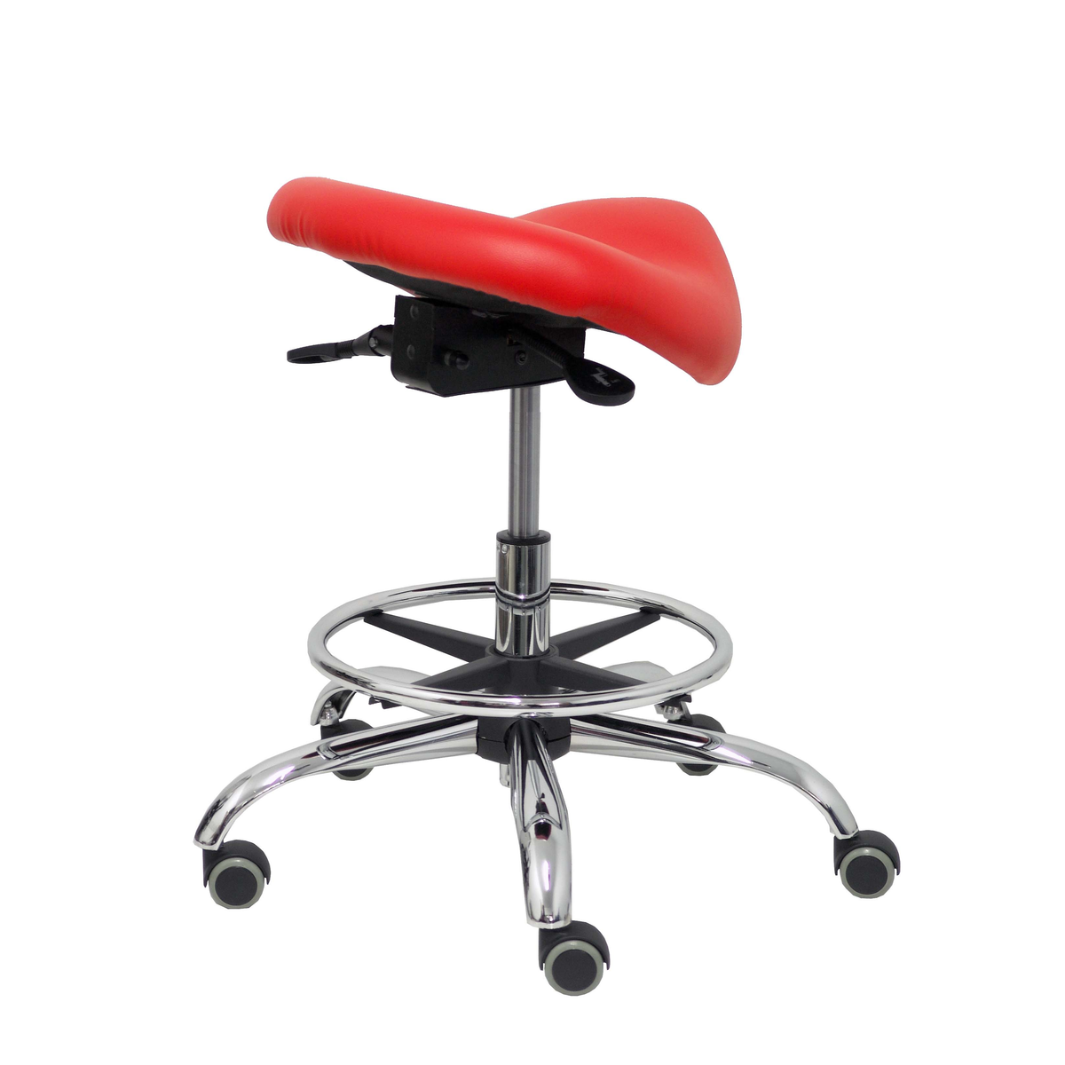 Taburete de oficina Piqueras y Crespo Alatoz Similpiel - Ref. fabricante T16BSP100CRRP - Rojo
