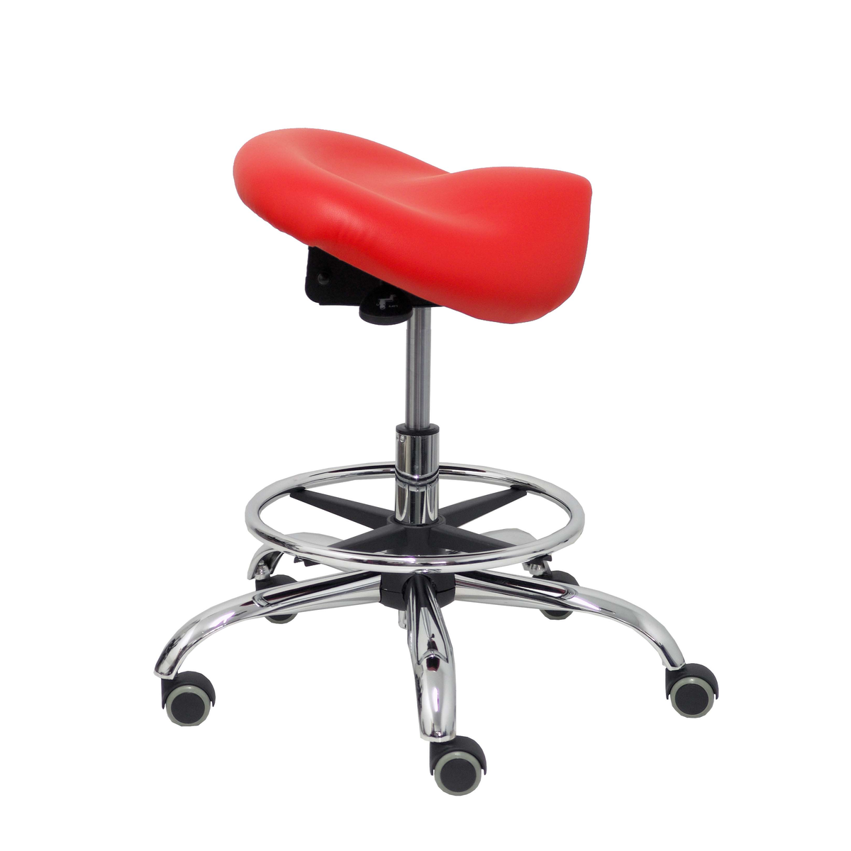 Taburete de oficina Piqueras y Crespo Alatoz Similpiel - Ref. fabricante T16BSP100CRRP - Rojo