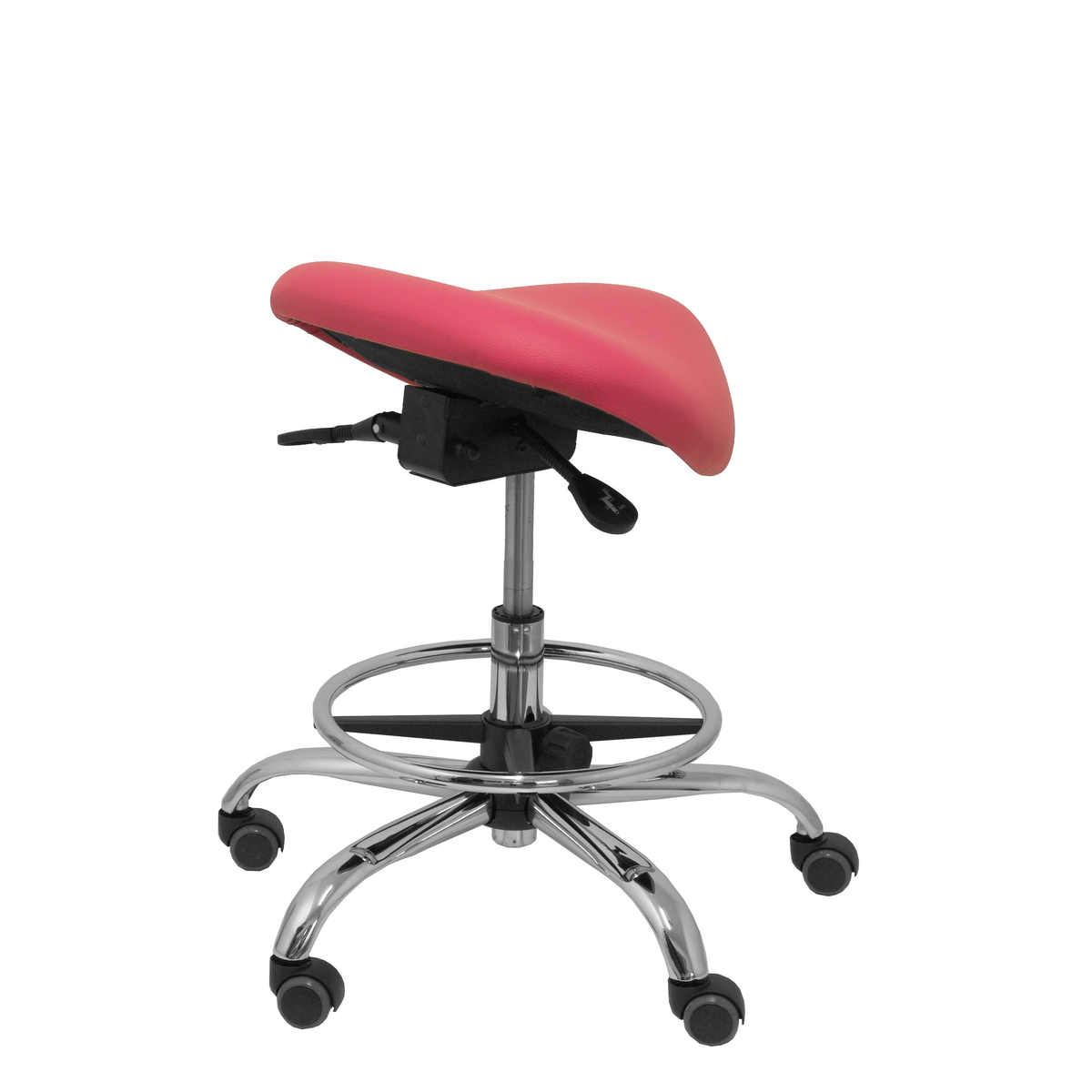 Taburete de oficina Piqueras y Crespo Alatoz Similpiel - Ref. fabricante T16BSP100CRRP - Rosa