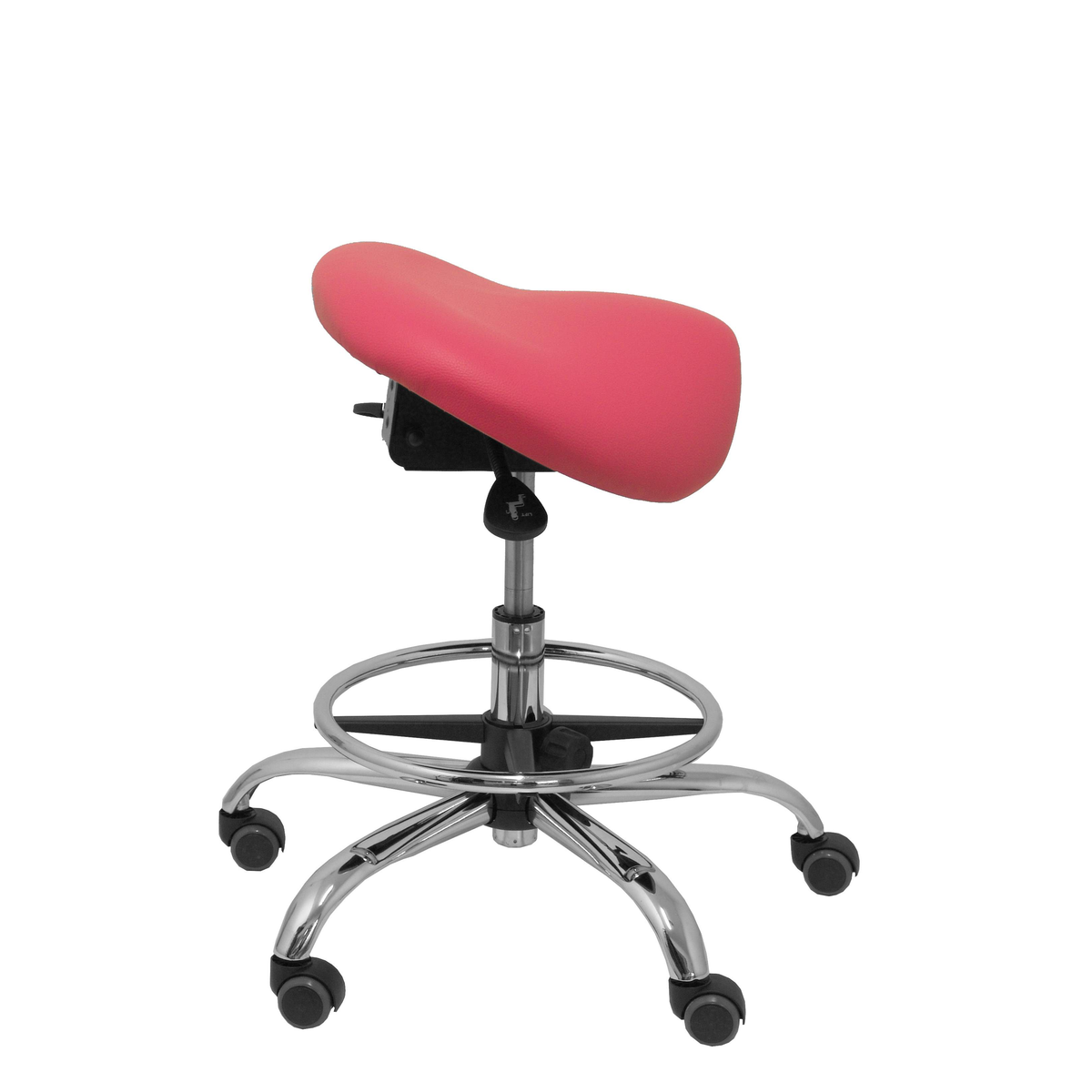 Taburete de oficina Piqueras y Crespo Alatoz Similpiel - Ref. fabricante T16BSP100CRRP - Rosa