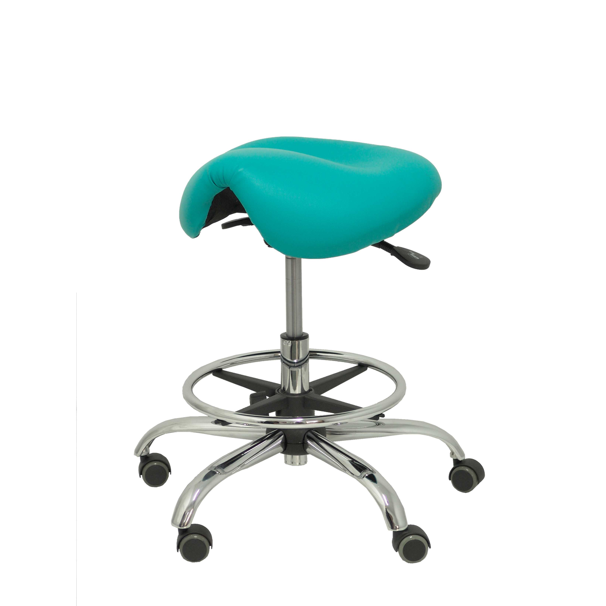 Taburete de oficina Piqueras y Crespo Alatoz Similpiel - Ref. fabricante T16BSP100CRRP - Verde