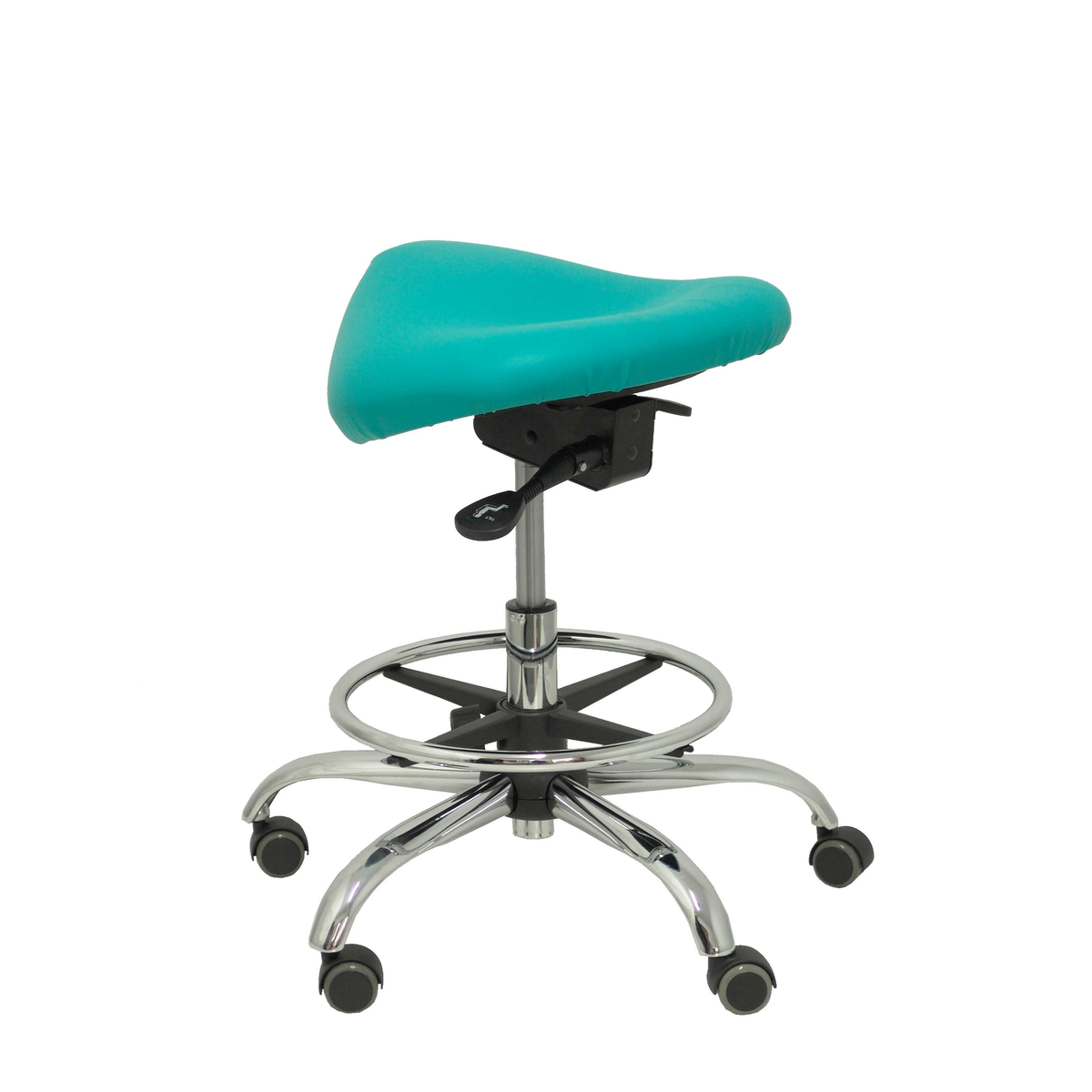 Taburete de oficina Piqueras y Crespo Alatoz Similpiel - Ref. fabricante T16BSP100CRRP - Verde