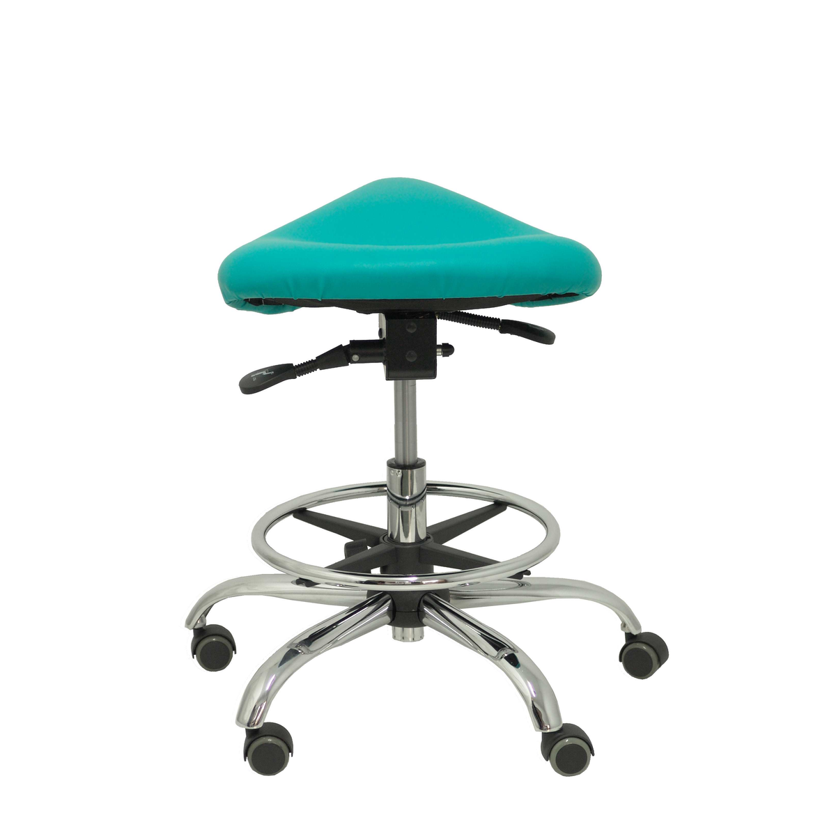 Taburete de oficina Piqueras y Crespo Alatoz Similpiel - Ref. fabricante T16BSP100CRRP - Verde