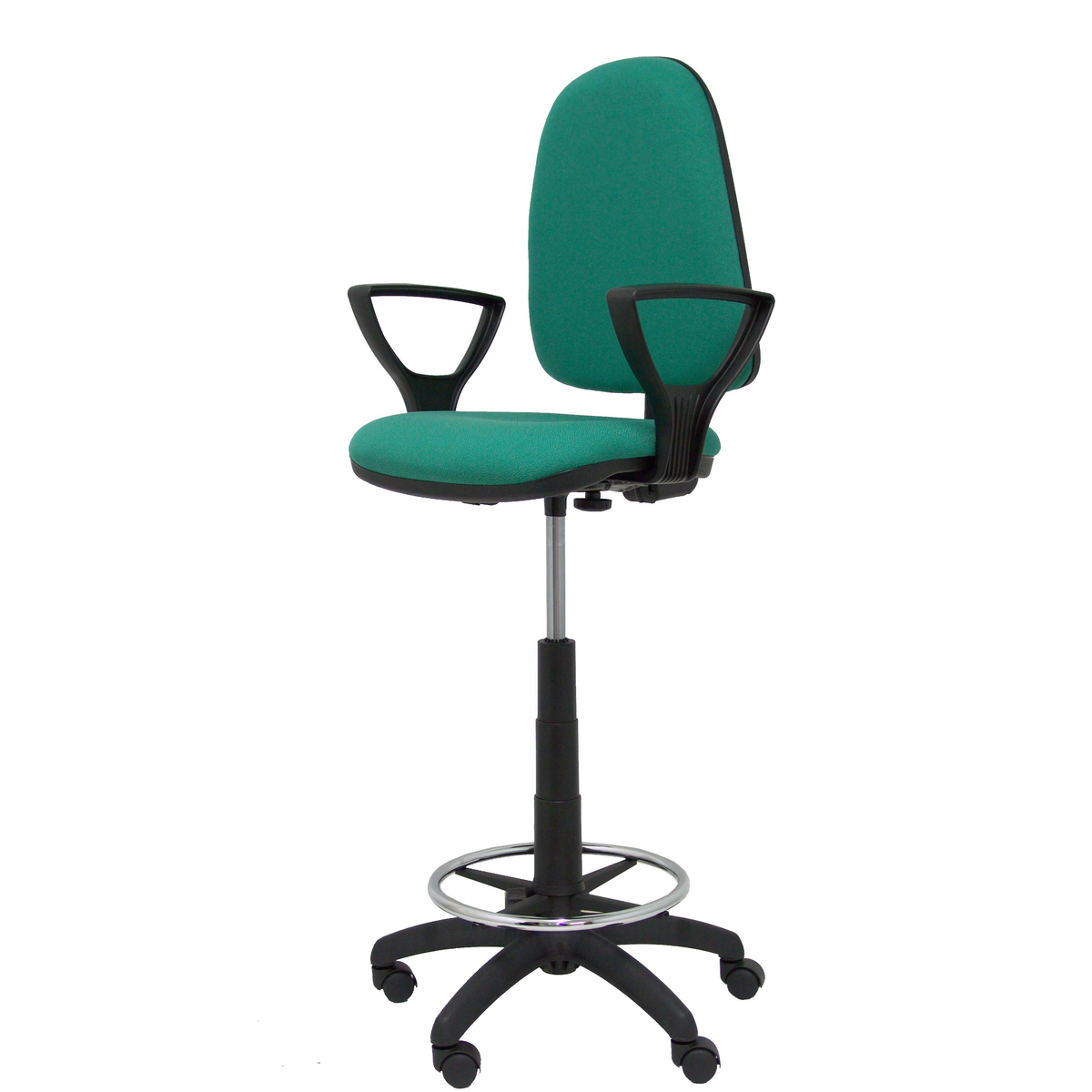 Taburete de oficina Piqueras y Crespo Ayna Bali - Brazos fijos - Ref. fabricante T04CPB220BGOLF - Verde Esmeralda