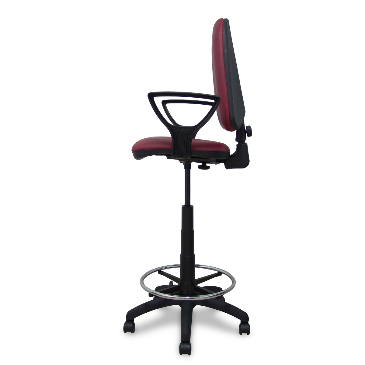 Taburete de oficina Piqueras y Crespo Ayna Similpiel - Brazos - Ref. fabricante T04CPSP933B8RN - Granate
