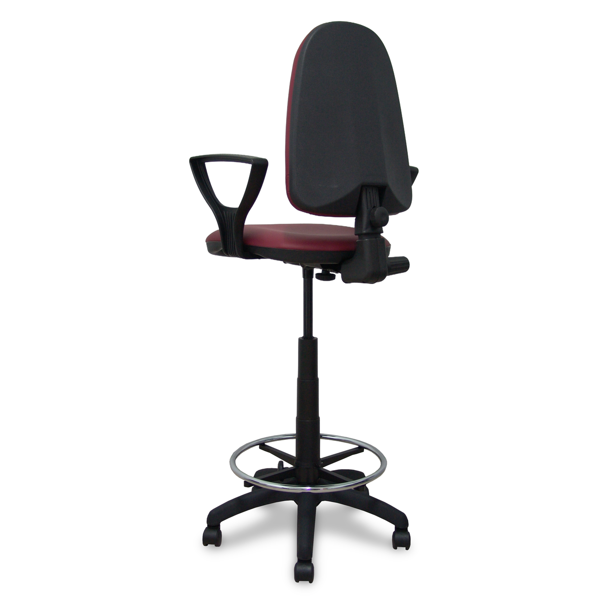 Taburete de oficina Piqueras y Crespo Ayna Similpiel - Brazos - Ref. fabricante T04CPSP933B8RN - Granate