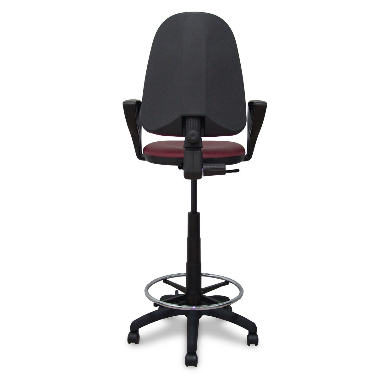 Taburete de oficina Piqueras y Crespo Ayna Similpiel - Brazos - Ref. fabricante T04CPSP933B8RN - Granate