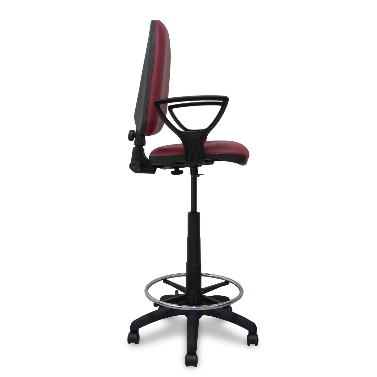 Taburete de oficina Piqueras y Crespo Ayna Similpiel - Brazos - Ref. fabricante T04CPSP933B8RN - Granate