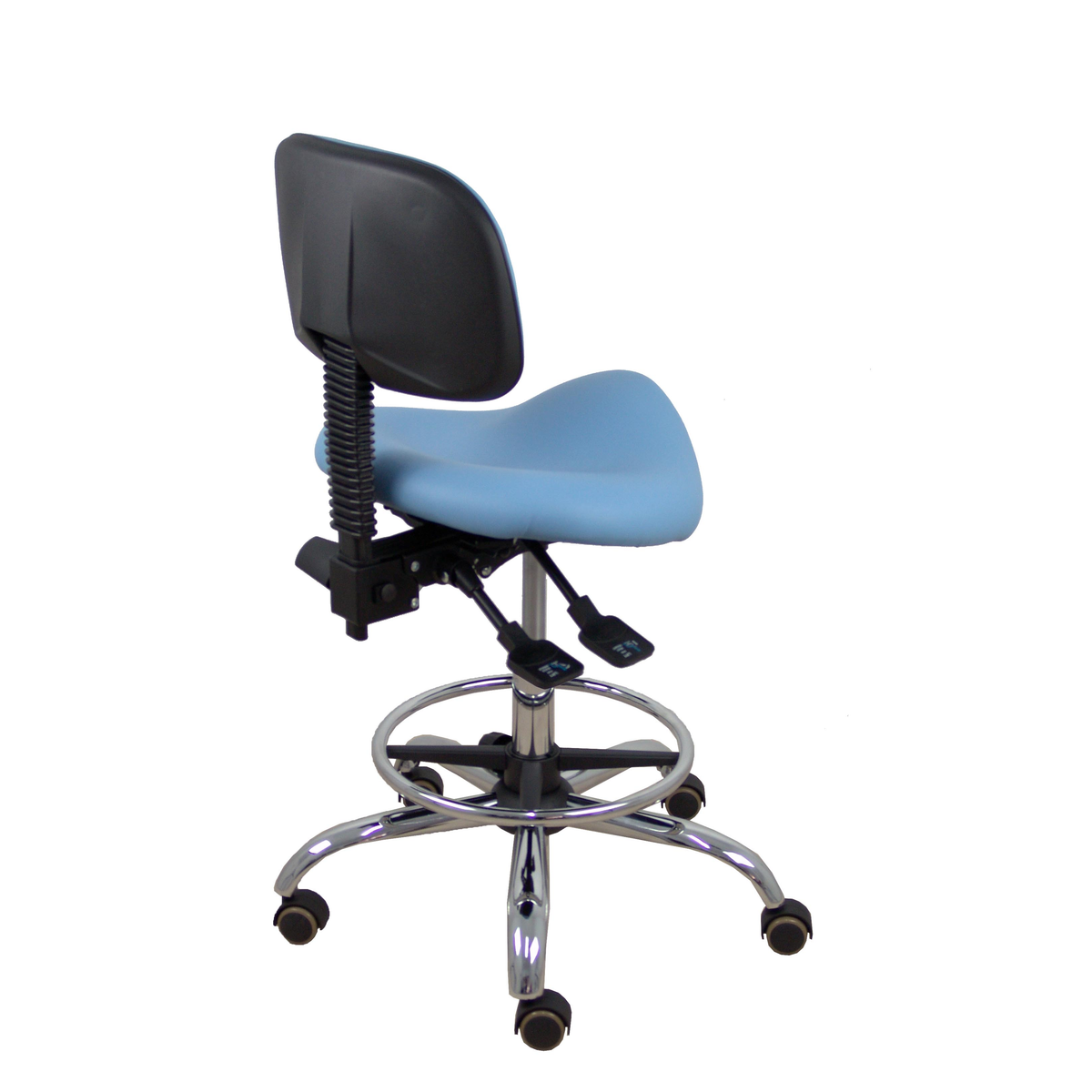 Taburete de oficina Piqueras y Crespo Zarza Similpiel - Ref. fabricante T19ASSP100CRRP - Azul Claro