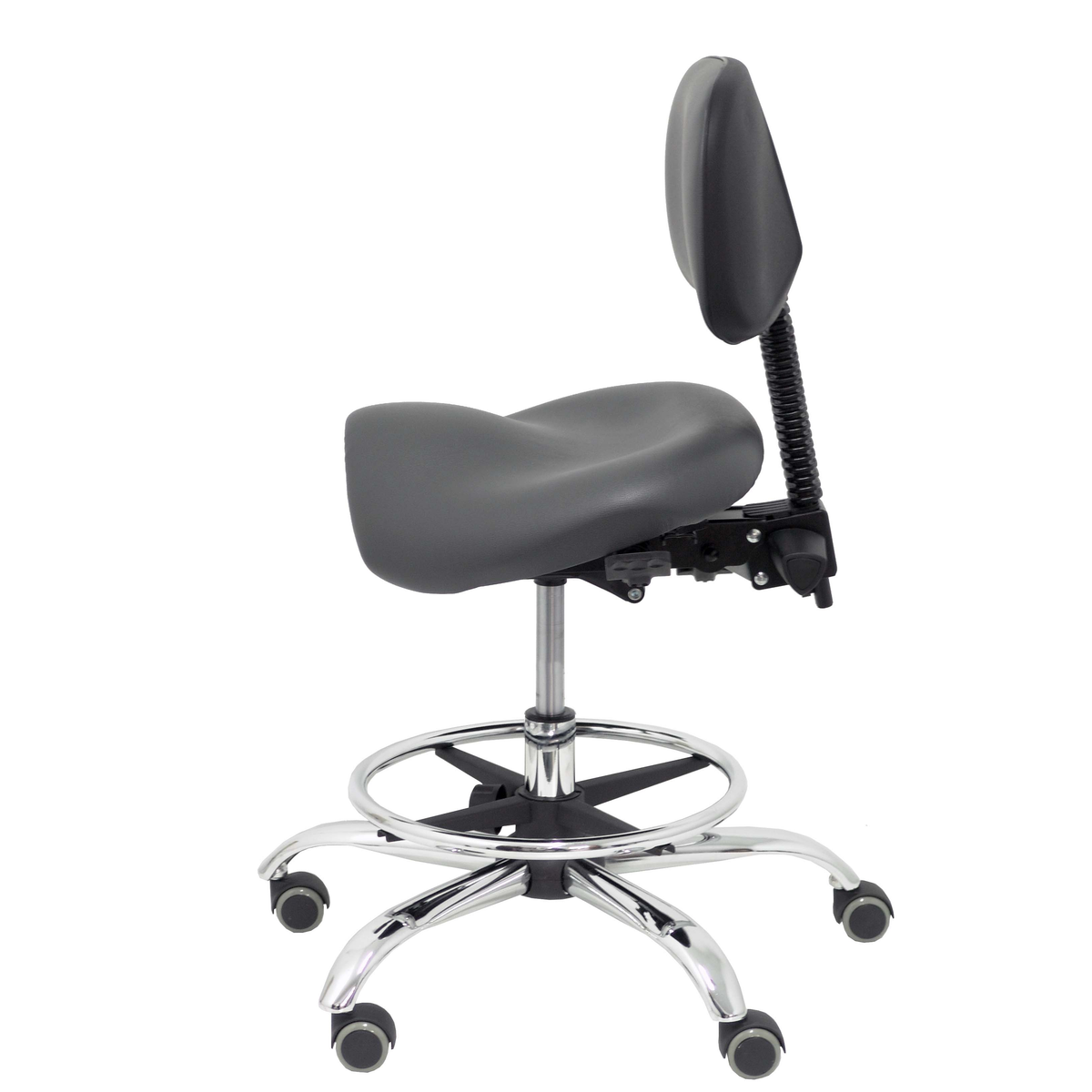 Taburete de oficina Piqueras y Crespo Zarza Similpiel - Ref. fabricante T19ASSP100CRRP - Gris Oscuro