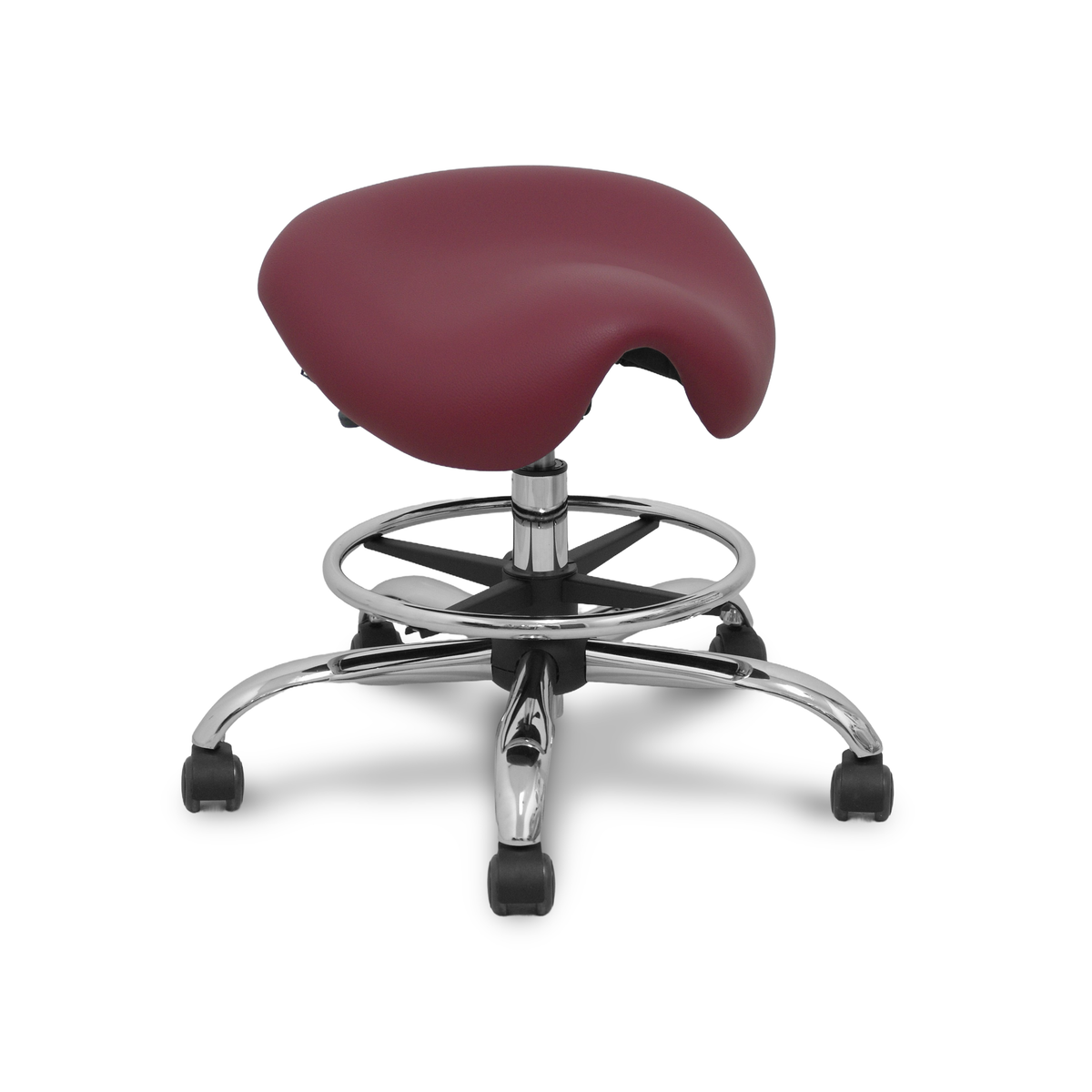 Taburete de oficina Piqueras y Crespo Zarza Similpiel - Ref. fabricante T16BSP933CRRP - Granate