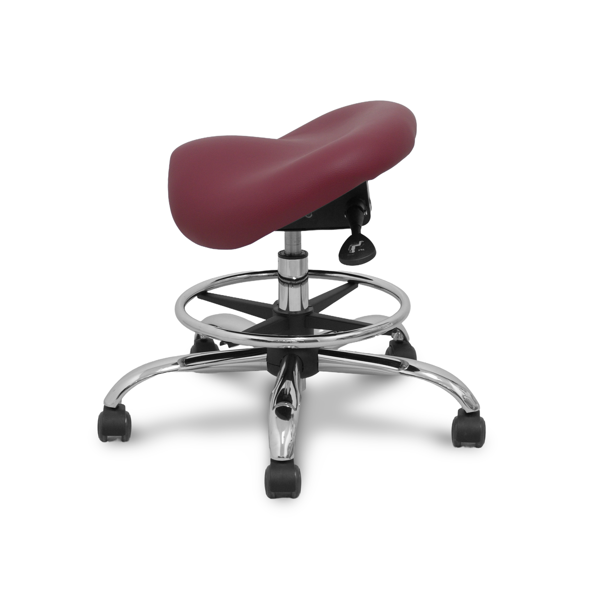 Taburete de oficina Piqueras y Crespo Zarza Similpiel - Ref. fabricante T16BSP933CRRP - Granate