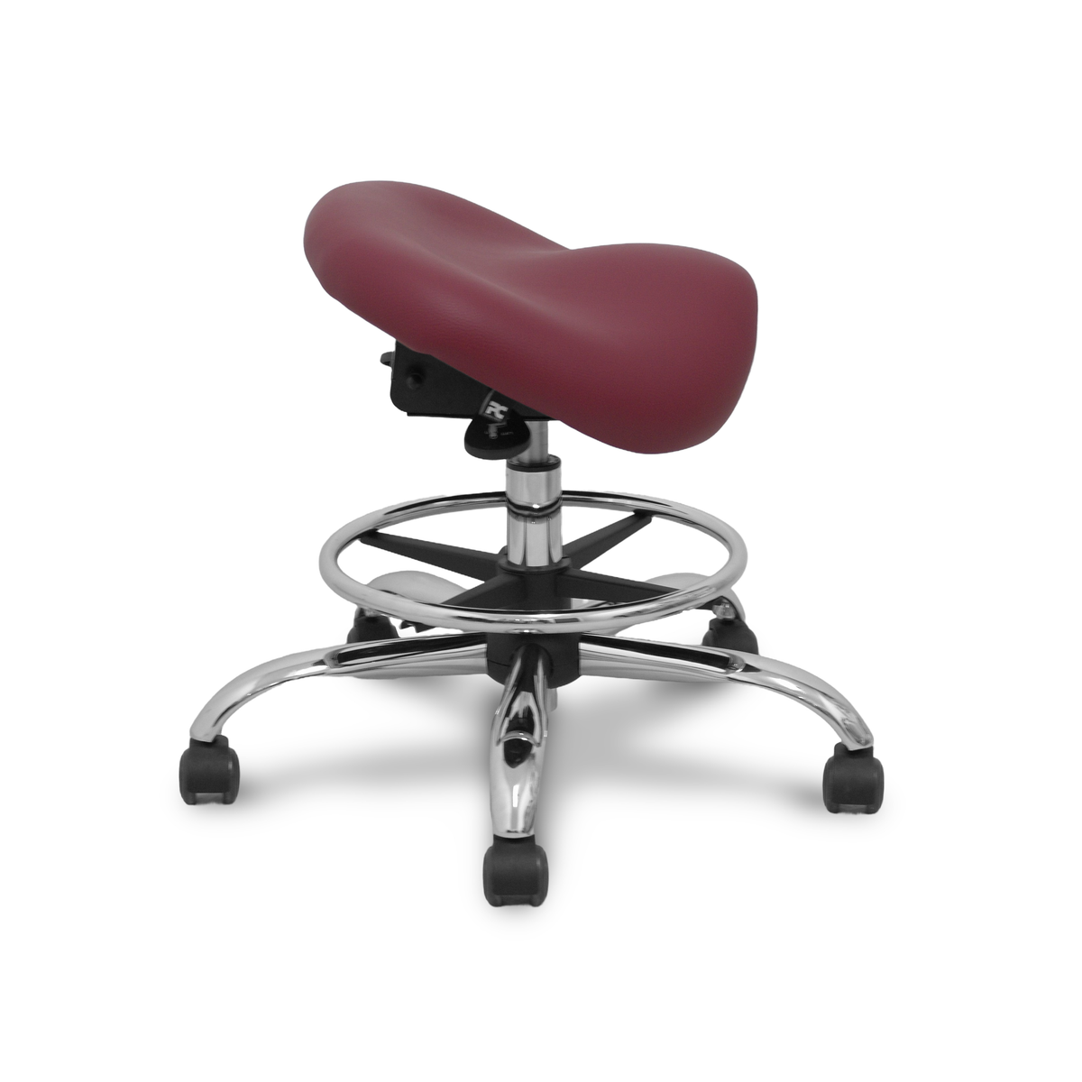 Taburete de oficina Piqueras y Crespo Zarza Similpiel - Ref. fabricante T16BSP933CRRP - Granate