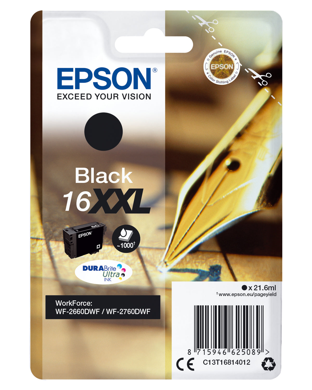 Cartucho de tinta Epson C13T16814022 negro original