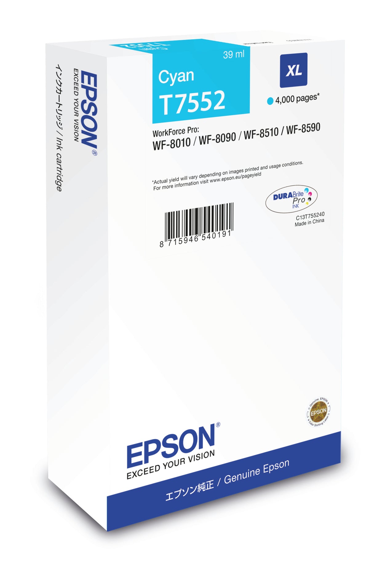 Cartucho de tinta Epson C13T75524N cian original